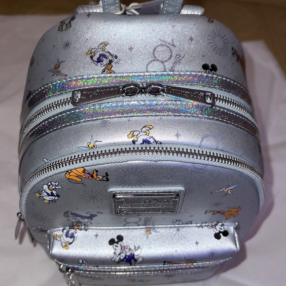 New!! Disney 100th Anniversary Platinum Mickey & Friends Mini Backpack - Picture 8 of 16
